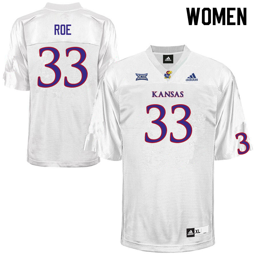 Women #33 Spencer Roe Kansas Jayhawks College Football Jerseys Sale-White